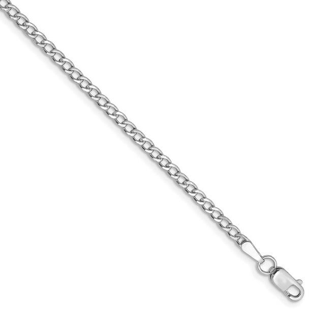 Brilliant Bijou 10k White Gold 1.3mm Solid Cable Chain Necklace 